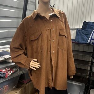 Philosophy Long Sleeve Tan Button Down Shirt size 2x